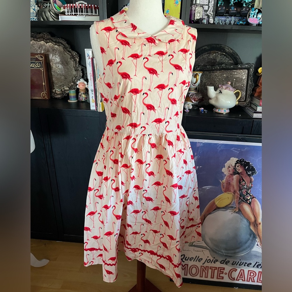 COPY - Lindy bop xl uk 16 us 12 flamingo print dress only worn twice